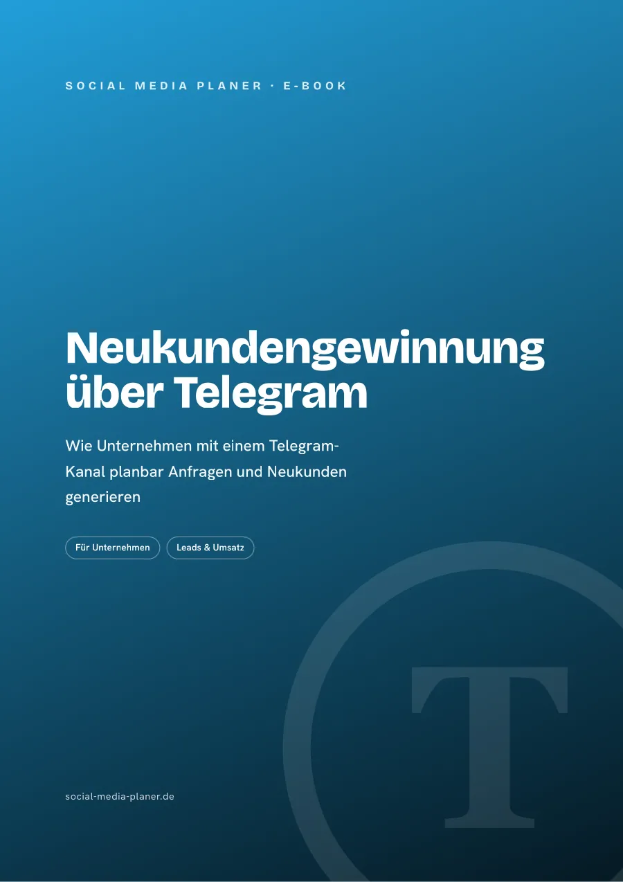 E-Book Cover Neukundengewinnung über Telegram mit Beschreibung und Tags