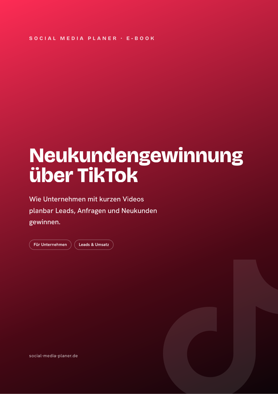 E-Book-Cover Neukundengewinnung über TikTok mit Beschreibungstext und zwei Button-Links