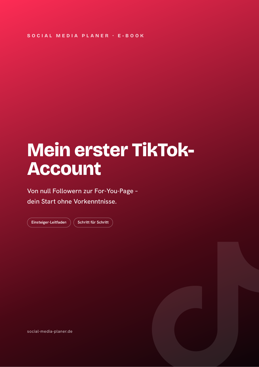 E-Book-Cover Mein erster TikTok-Account mit Beschreibungstext und zwei Button-Links
