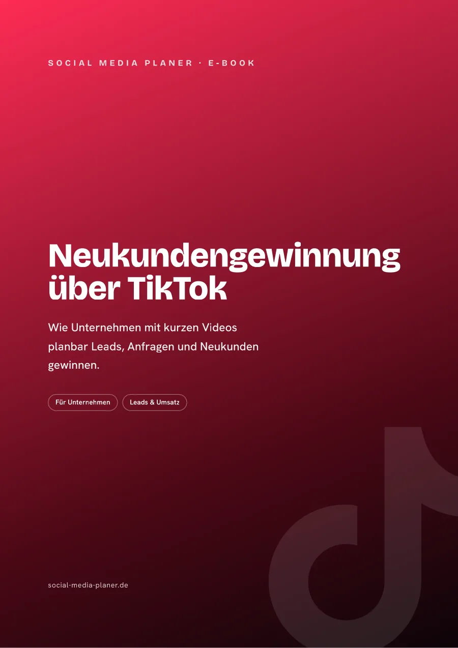 E-Book-Cover Neukundengewinnung über TikTok mit Hauptüberschrift und Beschreibungstext