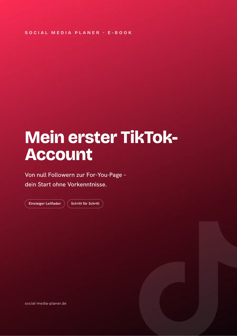 E-Book-Cover Mein erster TikTok-Account mit Beschreibungstext und zwei Button-Links