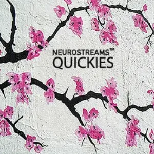 Neurostreams Quickies Miniatur-Cover mit blühenden rosa Kirschblüten-Zweigen auf weißem Untergrund
