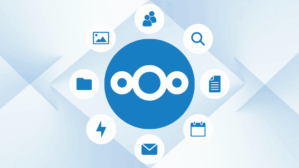Nextcloud Hub Logo mit Funktionssymbolen für Installation, Verwaltung und Anwendung