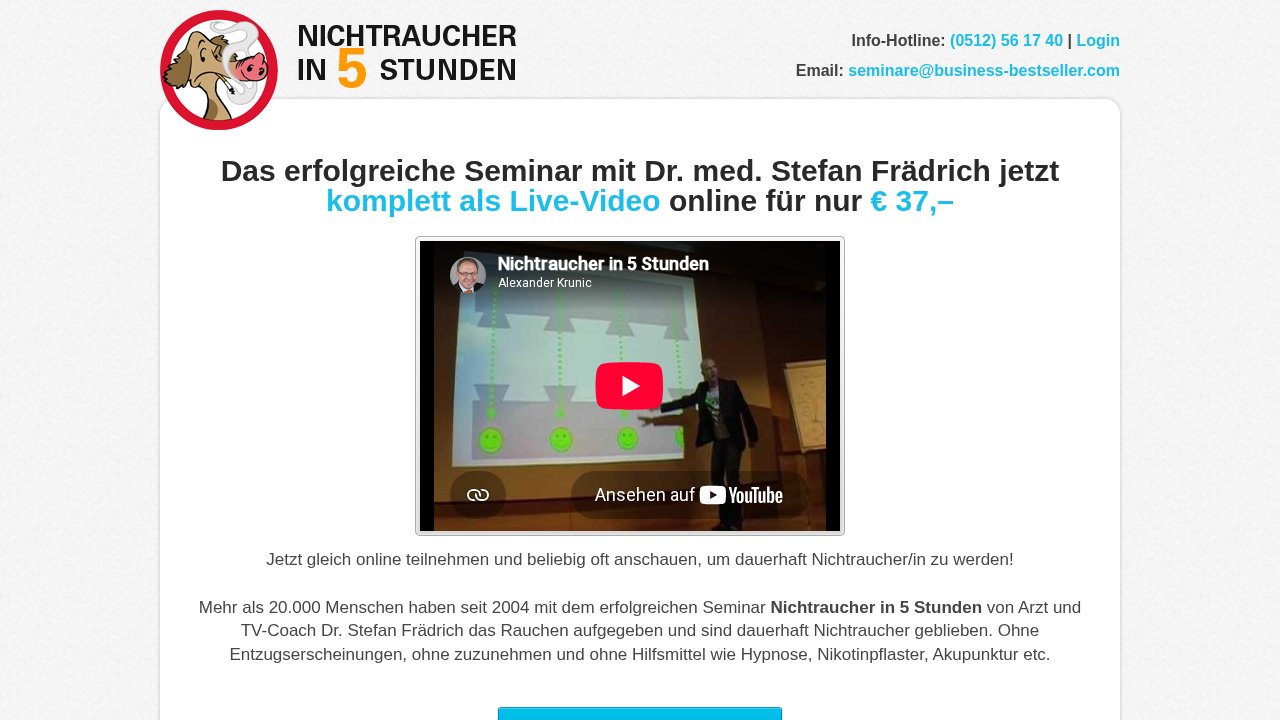 Nichtraucher in 5 Stunden – Video-Seminar zum Rauchstopp 1 Nichtraucher in 5 Stunden – Video-Seminar – Ansicht der Verkaufsseite