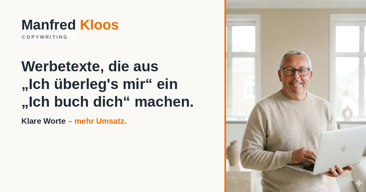 Manfred Kloos, Autor von Nie wieder "Ich überleg's mir"