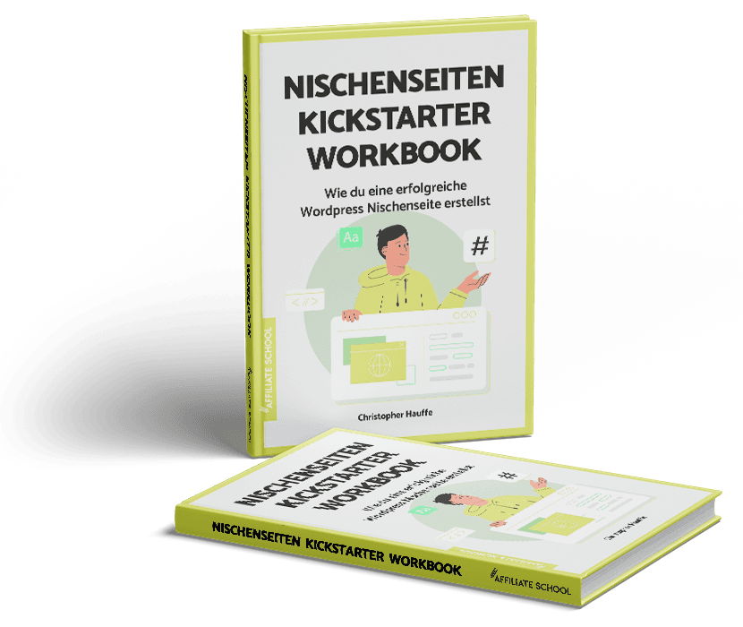 Nischenseiten Kickstarter Workbook Cover mit gelbem Rahmen, Illustration eines Mannes in gelber Jacke am Schreibtisch