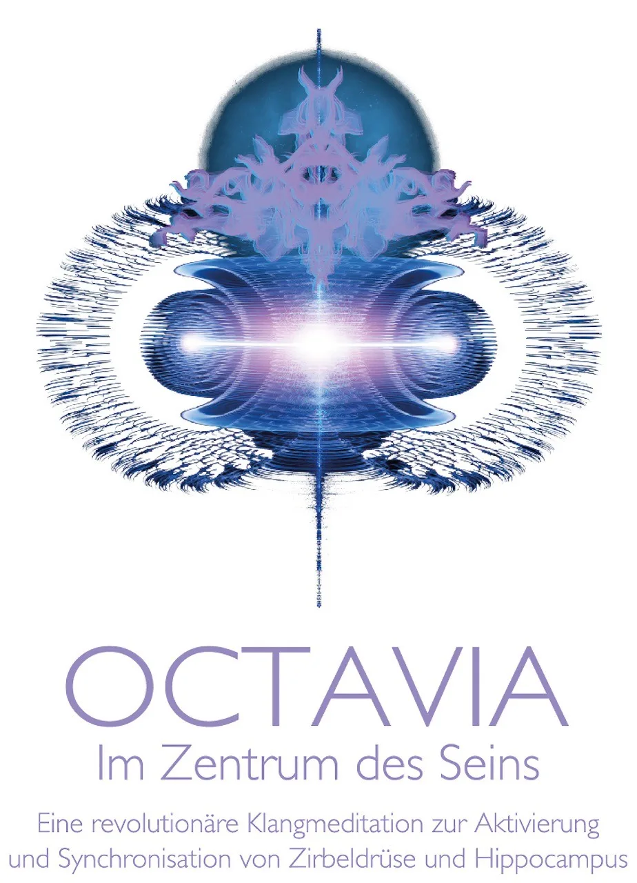 OCTAVIA – Im Zentrum des Seins Willkommens-Hero mit symmetrischem Mandala-Design in Blau und Rosa