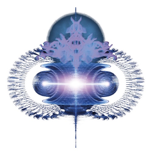 OCTAVIA – Klangreise mit 432-Hz-Musik von Dieter Broers 4 OCTAVIA-Mandala-Design mit symmetrischem Auge-Motiv in Blau und Violett, quadratisches Format