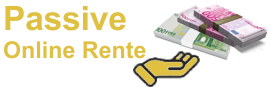 Header Passive Online Rente mit gestapelten Geldscheinen und Hand-Symbol