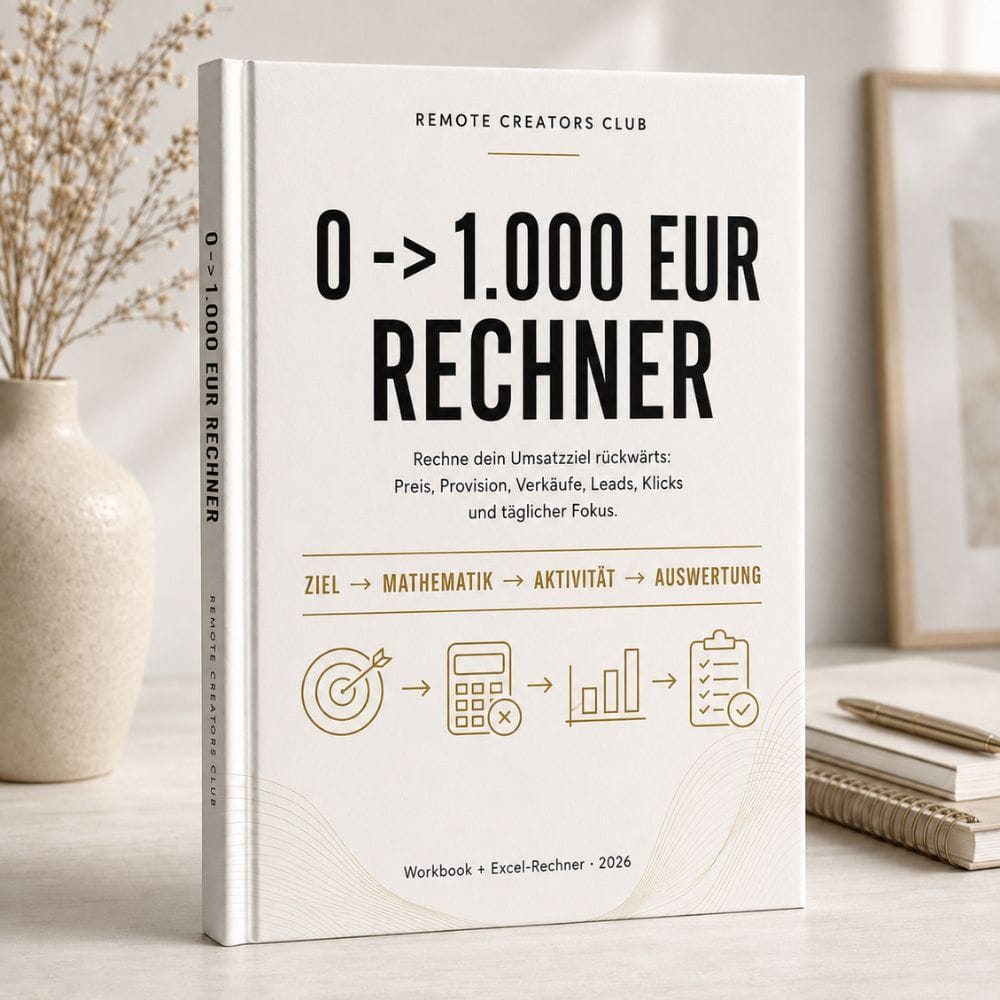 Online-Business Starterplan – Workbook zur Selbstständigkeit 11 0→1.000 EUR Rechner Workbook mit Excel-Tool und Umsatzziel-Berechnung