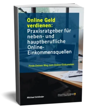 3D-Mockup des E-Books Online Geld verdienen Praxisratgeber von Michael Schlinder