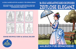 Malbuch-Cover Zeitlose Eleganz mit 56 Mode-Motiven durch die Epochen