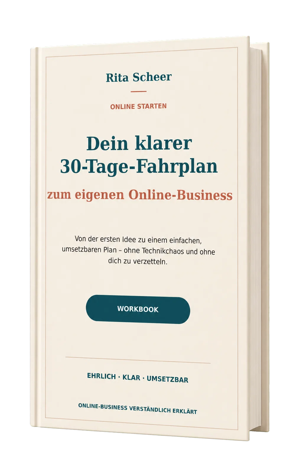 Buchcover Online starten – Dein klarer 30-Tage-Fahrplan von Rita Scheer, Workbook zum Online-Business