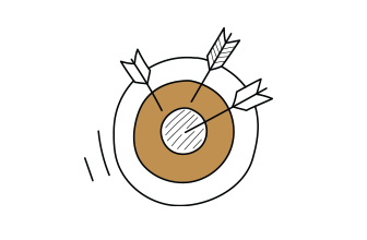 Icon mit Zielscheibe und Pfeilen für Positionierung und Nische