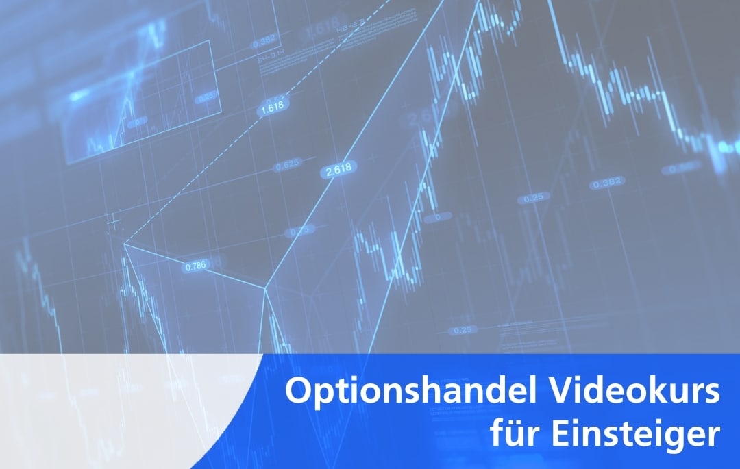 Hero-Banner zum Optionshandel Videokurs mit Finanzcharts und blauem Overlay