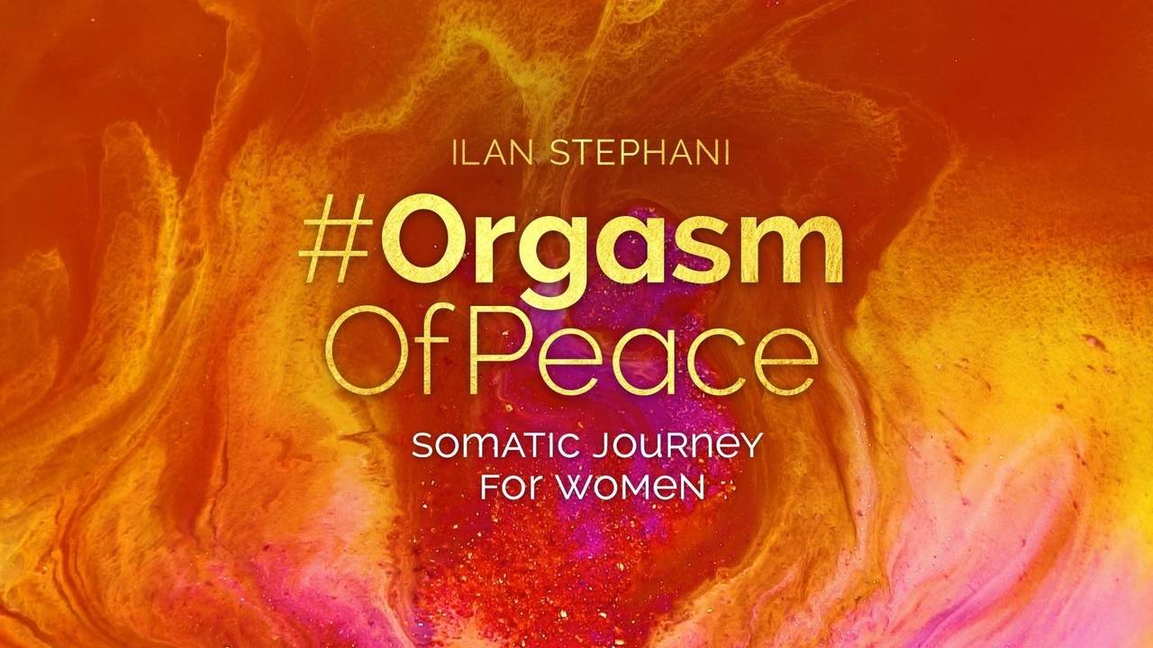 #OrgasmOfPeace Kurs-Cover von Ilan Stephani mit Farbverlauf von Orange zu Pink