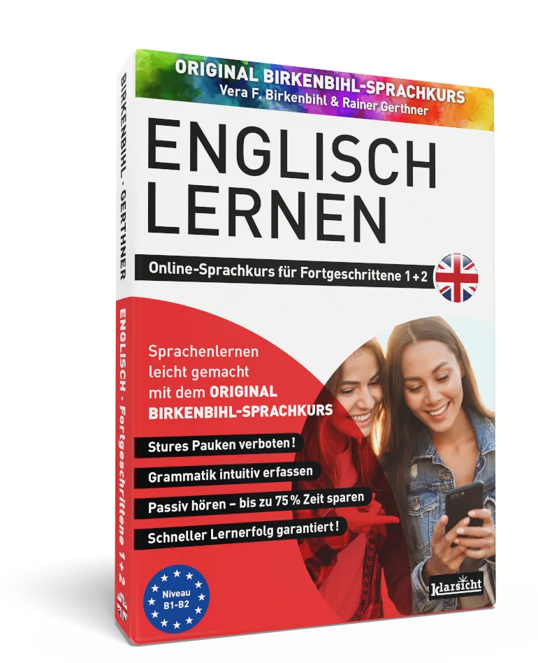 Cover des Original Birkenbihl-Sprachkurs Englisch Lernen mit zwei Frauen mit Smartphone