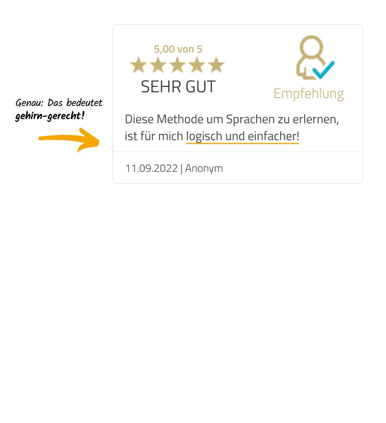 5-Sterne-Kundenbewertung über die logische und einfache Birkenbihl-Sprachkursmethode
