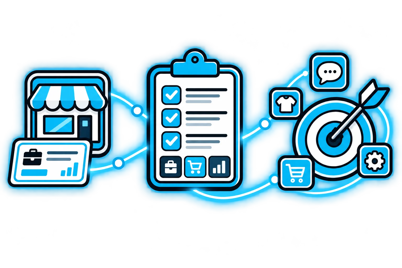 PandaPosting Zielgruppe definieren mit Shop, Checkliste und Marketing-Icons