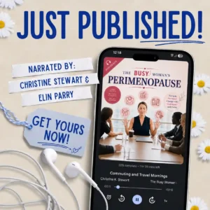 Audiobook auf Smartphone mit Text Just Published, Kopfhörer und Gänseblümchen-Deko