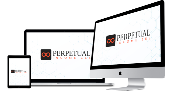 Perpetual Income 365 Logo auf Smartphone, Tablet und Desktop-Monitor