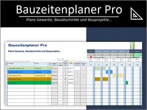 Bauzeitenplaner Pro Produktabbildung mit Gantt-Chart und Bauphasenenplanung