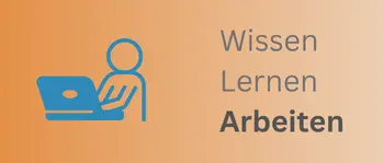 Photovoltaikanlagen normkonform errichten – Photovoltaik-Fachbuch 11 Lernbereich-Icon mit Person an Laptop auf orangem Hintergrund