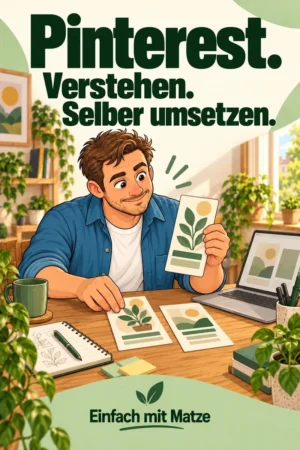 Praxispaket-Cover mit Titel und Matze-Illustration am Schreibtisch