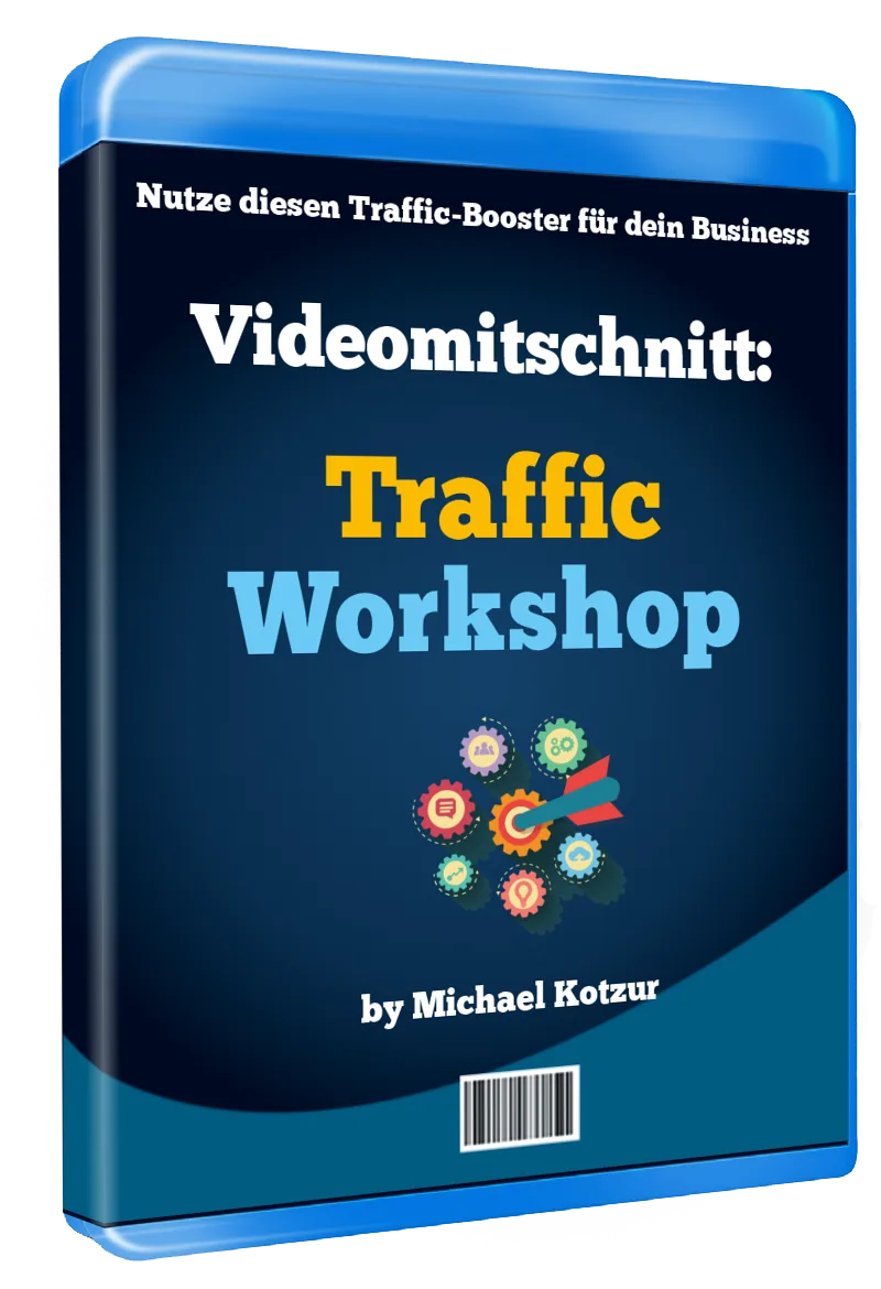 Traffic Workshop Videokurs Cover mit Zahnrad-Symbolen und Traffic-Booster-Text