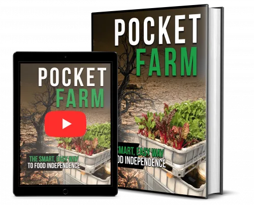 Pocket Farm E-Book und physisches Buch auf Tablet und Holzoberflache