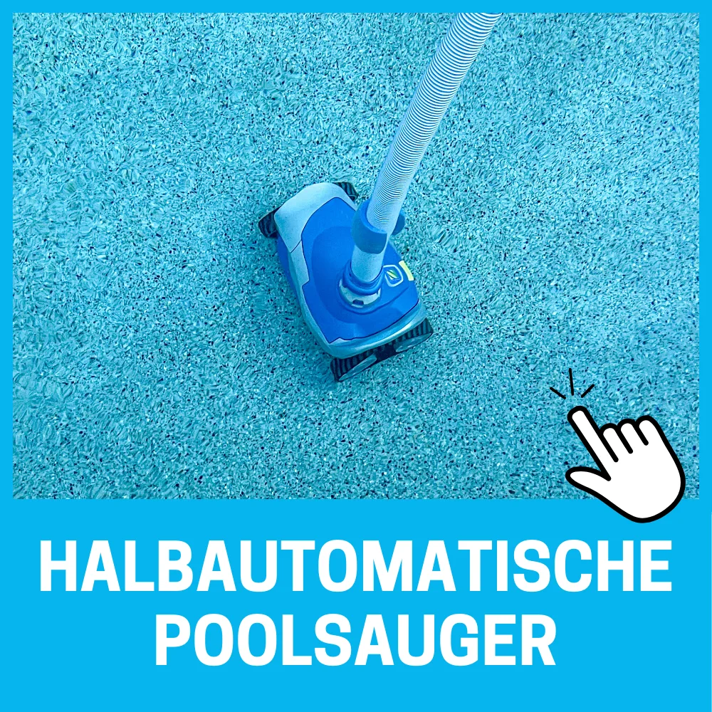 Halbautomatischer Poolsauger mit Schlauch am Beckenboden