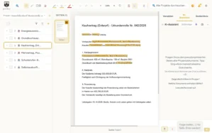porthor Dokumentliste helles Theme mit farblich markierten sensiblen Daten