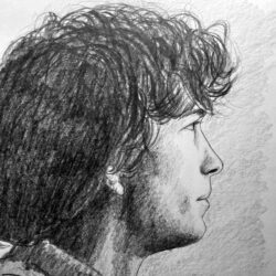 Portrait Bleistift Zeichnung eines Mannes im Profil, 250x250 Pixel
