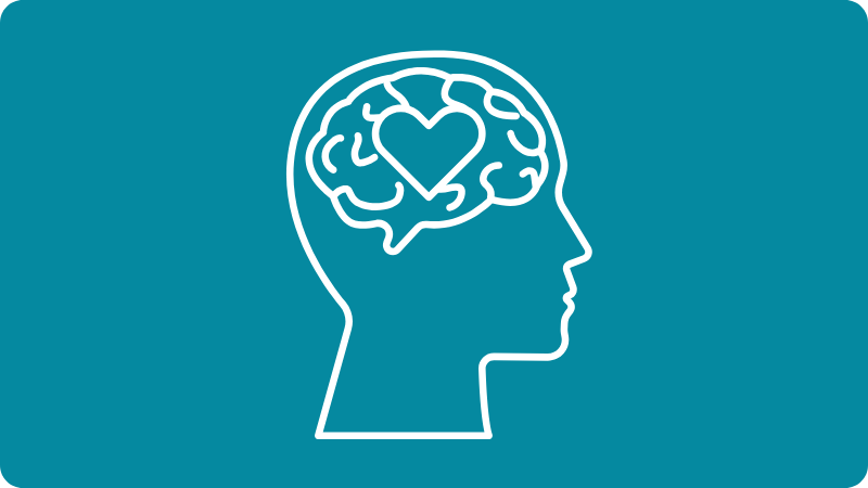 Kopfprofil mit Gehirn und Herz – Symbol für Herzintelligenz