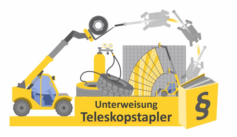 Cover Unterweisung Teleskopstapler mit verschiedenen Teleskopstapler-Modellen