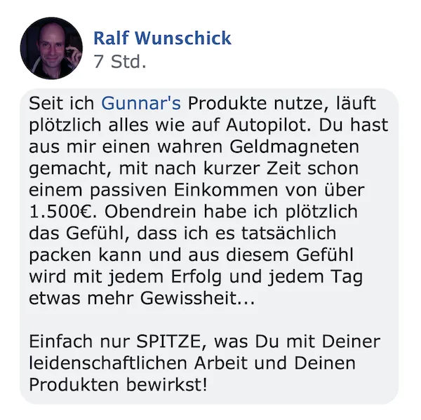 Kundenstimme von Ralf Wunschick vor 7 Stunden