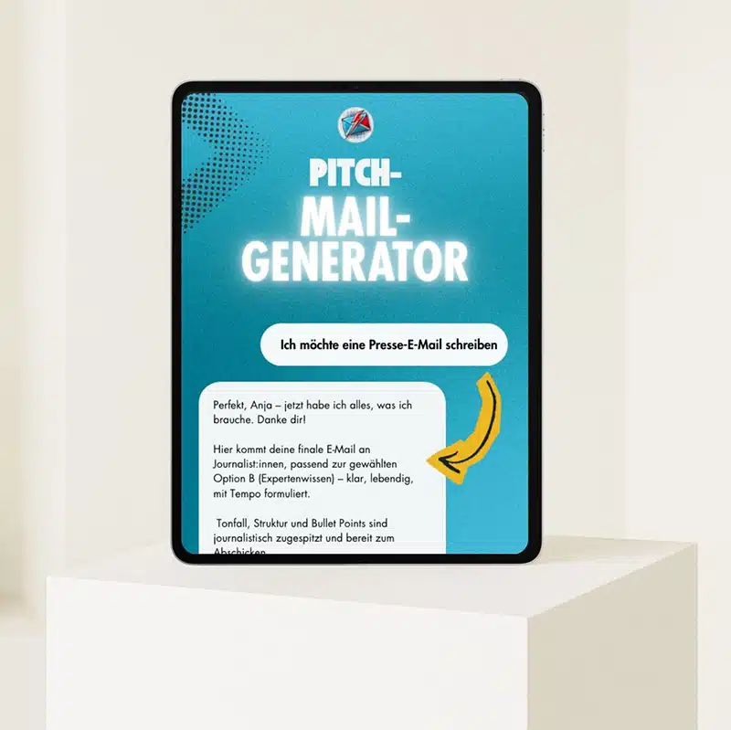 Presse Rockstars – PR-Coaching für Medienpräsenz von Marike Frick 9 KI Boni Pitch Generator Tool für Presse-Rockstars EG