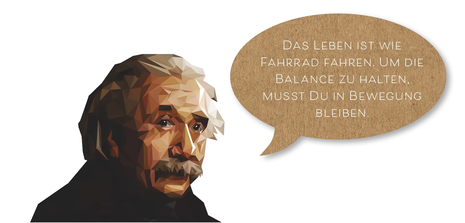 Leonardo da Vinci Kunstporträt mit Zitat über Balance und Bewegung