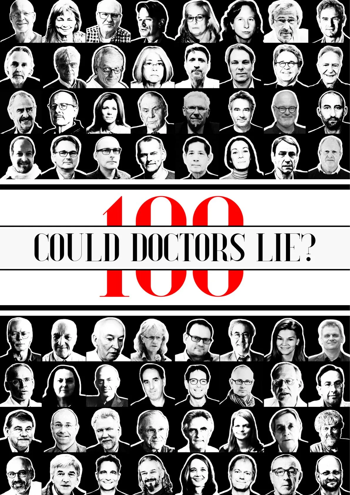 Filmplakat Could Doctors Lie mit 32 Porträts und englischem Text