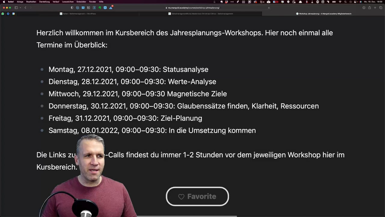 ProHub – Notion-Planer mit Kurs von Thomas Mangold 3 Screenshot einer Online-Akademie-Seite mit Workshop-Übersicht und Moderator Thomas Mangold