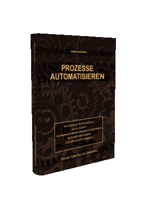 Buchcover Prozesse automatisieren von Samir Mustafa mit Zahnrad-Design
