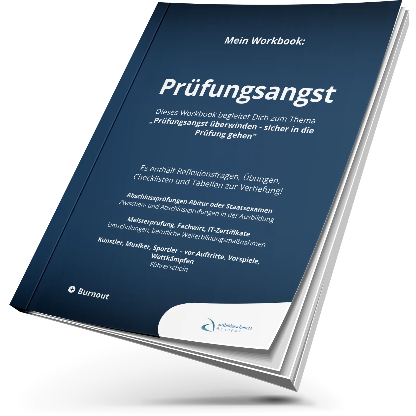 Workbook-Cover Prüfungsangst überwinden von ausbilderschein24