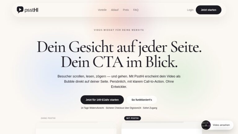 PsstHi – Video-Widget für deine Website
