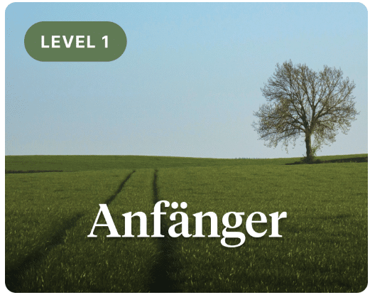 Level 1 Anfänger Kursmodul mit Baum auf grüner Wiese