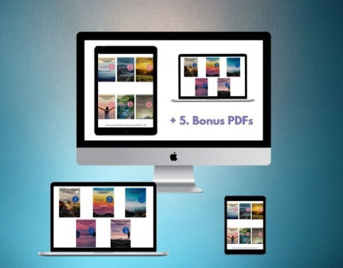 Desktop-, Laptop- und Tablet-Ansicht des Psychologie Grundkurs mit 6 Modulen und Bonus-PDFs