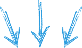 Drei blaue nach unten zeigende Pfeile als grafisches Element