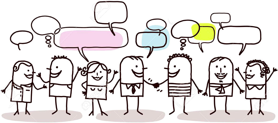 Illustration von Menschen mit Sprechblasen in sozialen Netzwerken