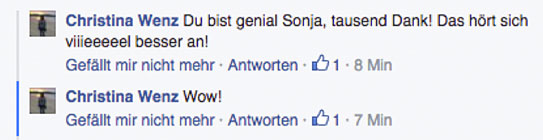 Kundenstimmen von Christina Wenz auf sozialen Medien
