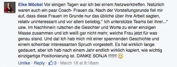 Kundenstimme von Elke Möckel zur Positionierung mit Sonja