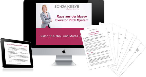 Mockup eines Video-Kurses mit Materialien und Tablets